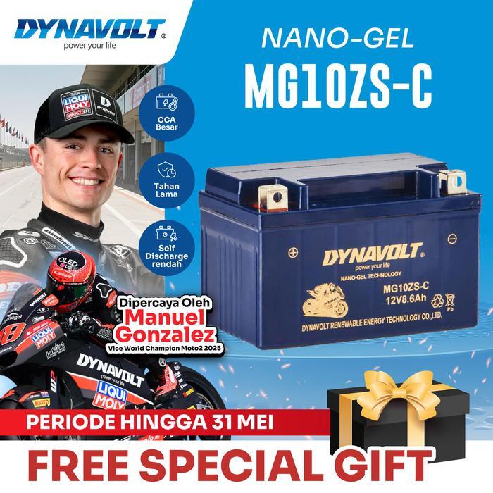 DYNAVOLT Aki Motor Yamaha R1 2005, YZF-R6, YZF-R1, dll Nano-Gel MG10ZS-C 8.6 AH 145/255 CCA
