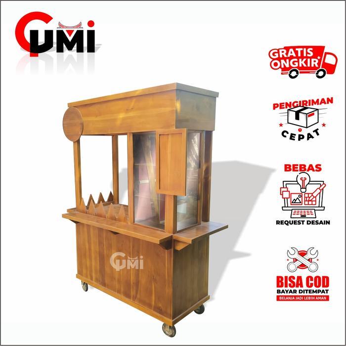 Gerobak Thai Tea - Gerobak Jualan Minuman | Gerobak Booth Portable - Kayu Mahoni, Paket Hemat