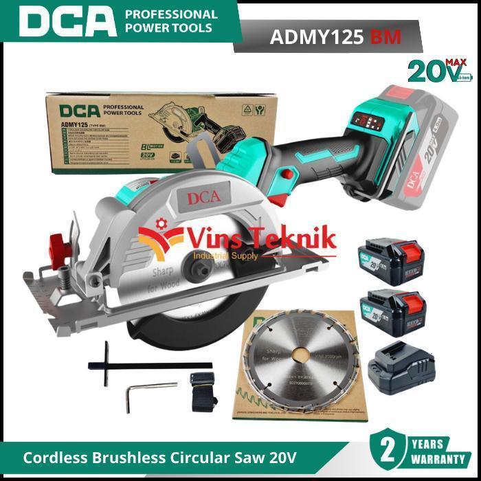 sintayanistore12 DCA ADMY 125BM Mesin Gergaji Kayu Baterai Cordless Brushless Circular Saw 20 V ADMY