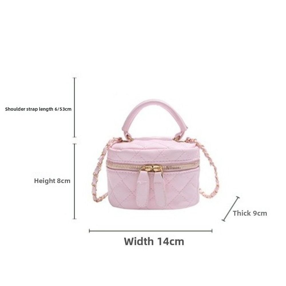 Mini Diamond Quilted Leather Bucket Bag Multi-Color with Gold Chain Shoulder Strap Plaid Chain Bag