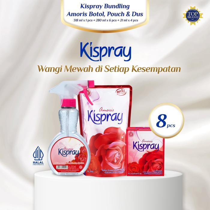 KISPRAY AMORIS BOTOL 318 ML + KISPRAY AMORIS POUCH 280 ML (PAKET ISI 6) + KISPRAY AMORIS DUS