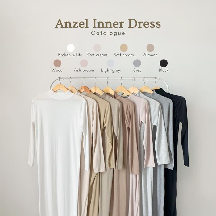 Yeppuoutfit Anzel Inner Manset Dress Tangan Panjang Leher Tinggi Turtleneck - Dalaman Long Dress