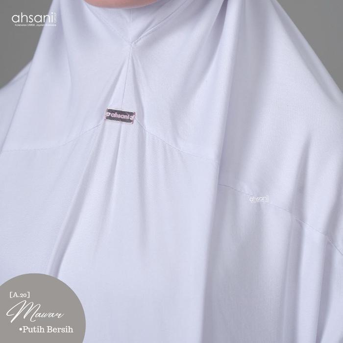 Mukena Terusan Ahsani Mawar A20 Putih Bersih Katun Twill Jumbo Adem
