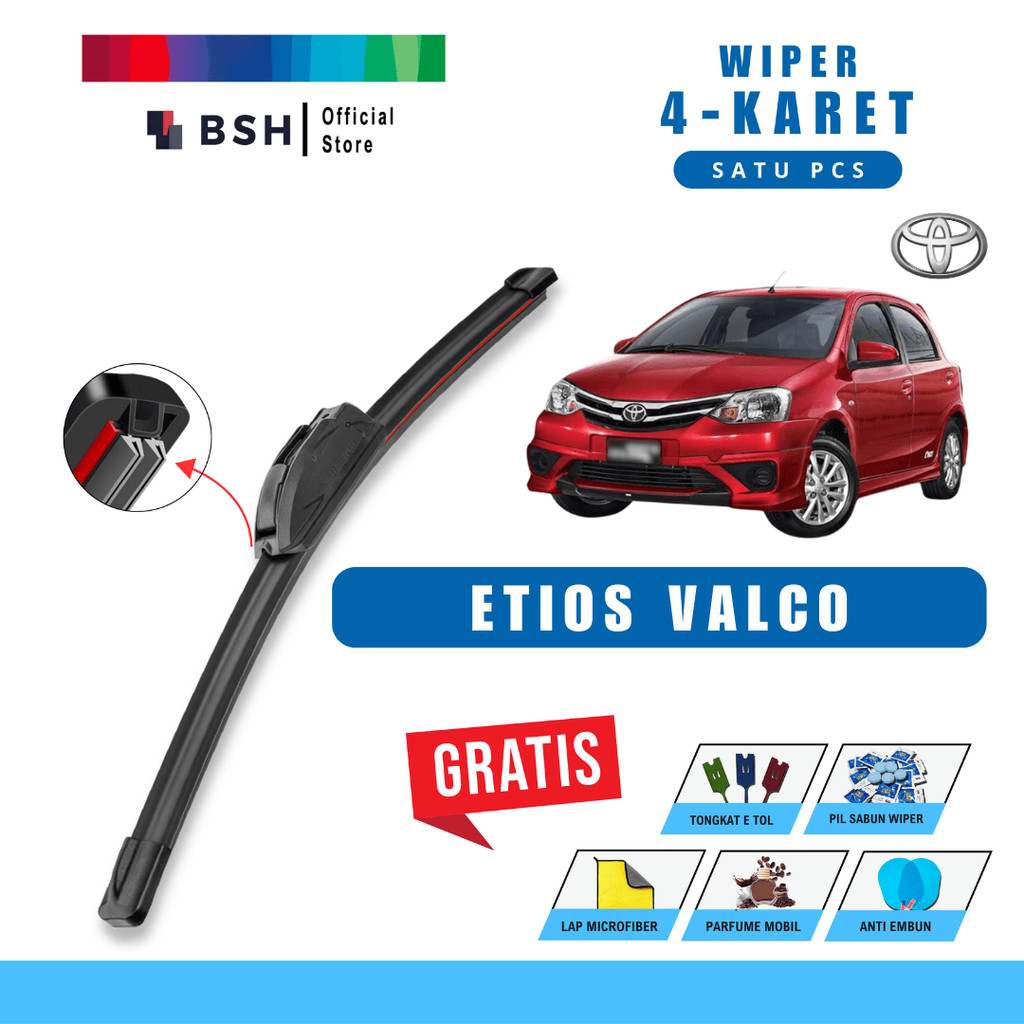 Wiper Toyota Etios Valco Quad 4 Karet Bonus 5 Produk
