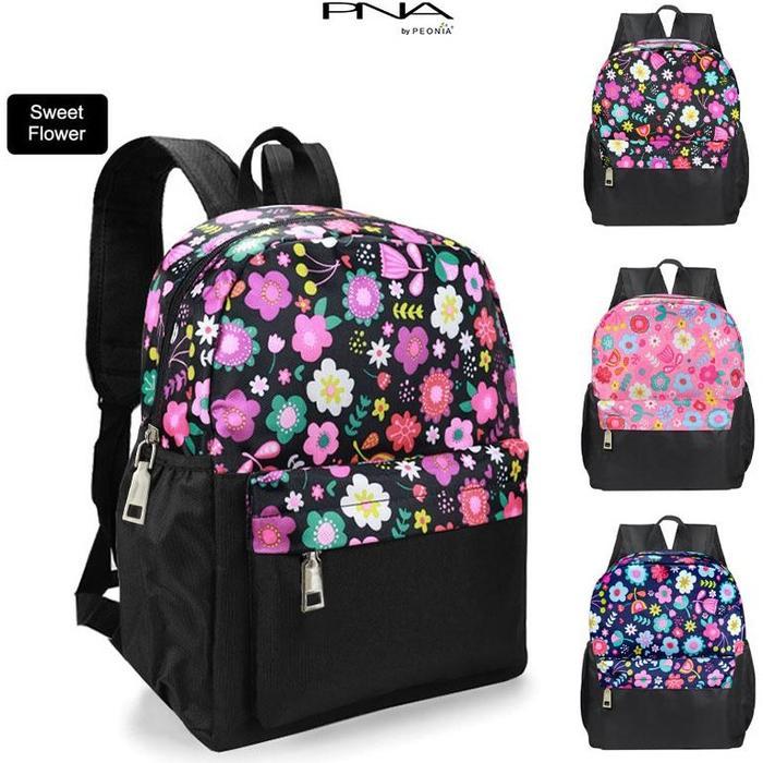 Oneda Bag - Pna Sweet Flower Ransel Korea Tas Wanita Pria Laptop Punggung Kantor Kerja Sekolah