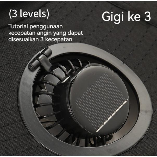 DomiTopi Kipas Tenaga Surya Topi Caping Musim Panas Anti Sinar Matahari Dengan Kipas Seperti Ac