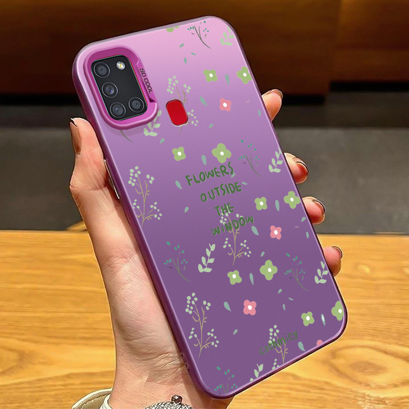 Casing Hp Untuk Samsung Galaxy A21S Case Casing HP Softcase ponsel silikon tahan jatuh berwarna pera