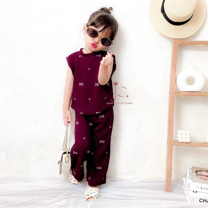 JUNECOLLECTIONS BAJU LEBARAN ANAK SETELAN KNIT ANAK BAJU KNIT ANAK PEREMPUAN STELAN ANAK PEREMPUAN