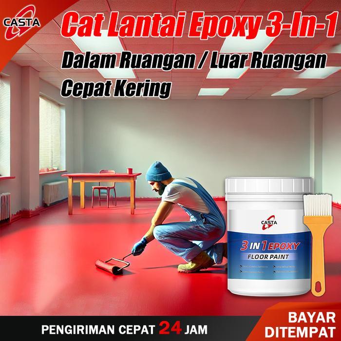 PROMO CASTA CAT LANTAI EPOXY BERBASIS AIR 3 IN 1 UNTUK GUDANG, BENGKEL, GARASI, CAT LANTAI SEMEN