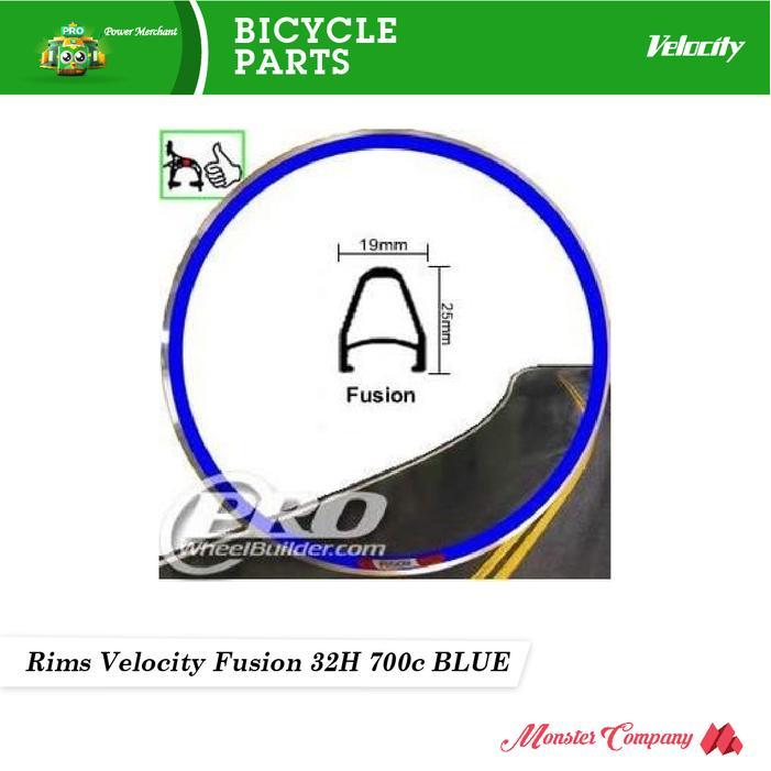 Velocity Rims 700c Fusion 32H Made in Australia USA Track Fixed 19mm Width 460g Weight Blue Color