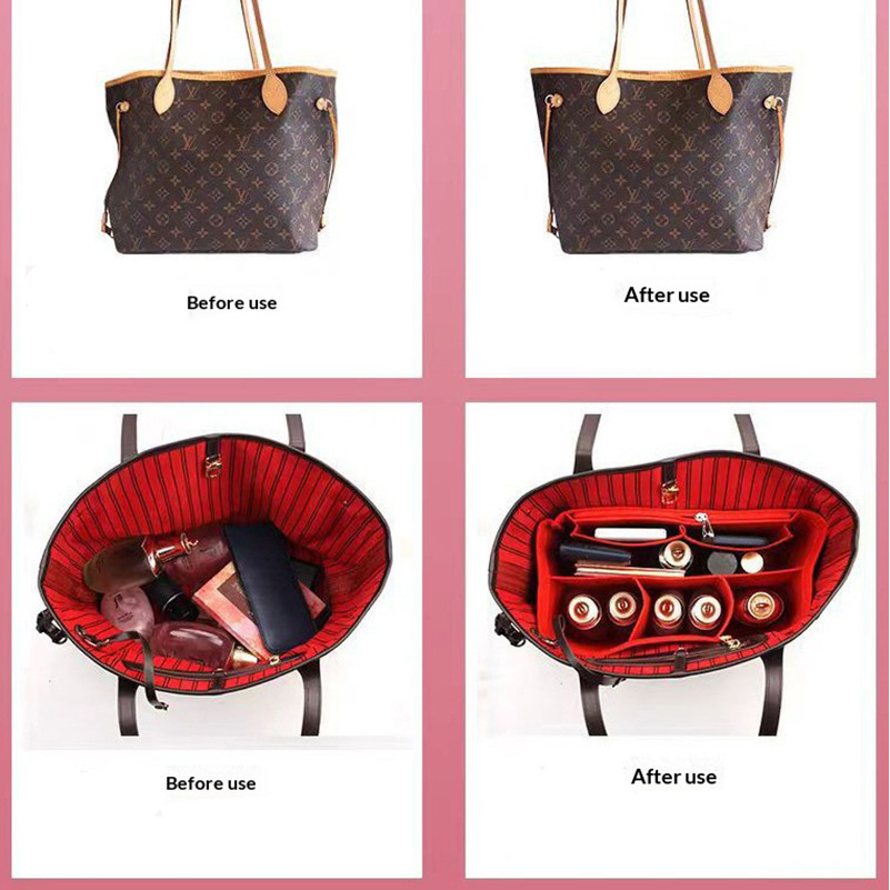 Felt Purse Organizer Insert For LV Neverfull MM GM PM Bag Shaper Liner Bag In Bag Organizer With