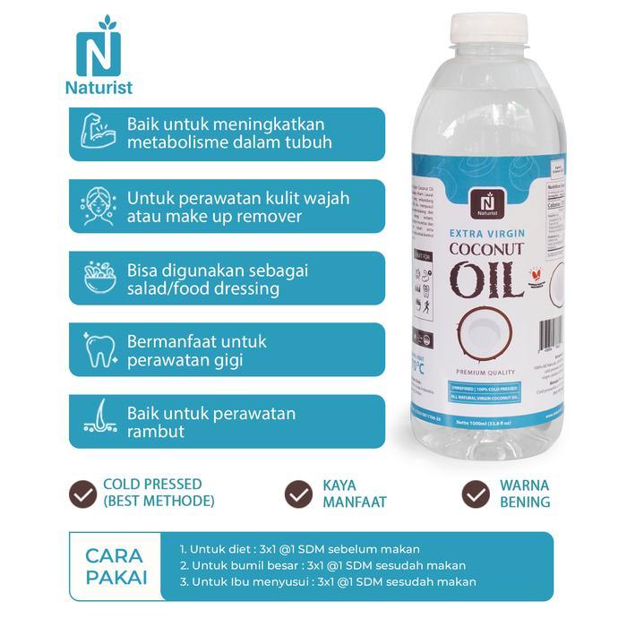 "New" NATURIST EXTRA VIRGIN COCONUT OIL VCO VCO 1 LITER MINYAK KELAPA 1 LITER EVCO 1 LITER