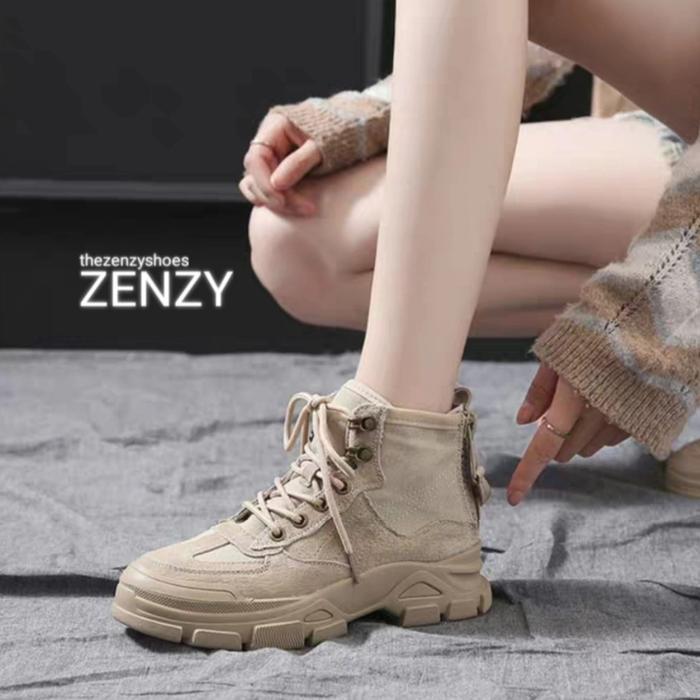 Tzs Zenzy Timo Boots Korea Design - Sepatu Boots Wanita - Sepatu Boots Korea Fashon Cewek Canvas