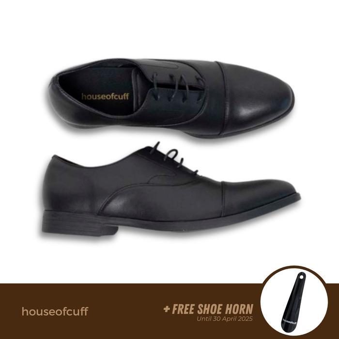 SEPATU KULIT PRIA FORMAL PANTOFEL OXFORD QUARTER CAP TOE HITAM
