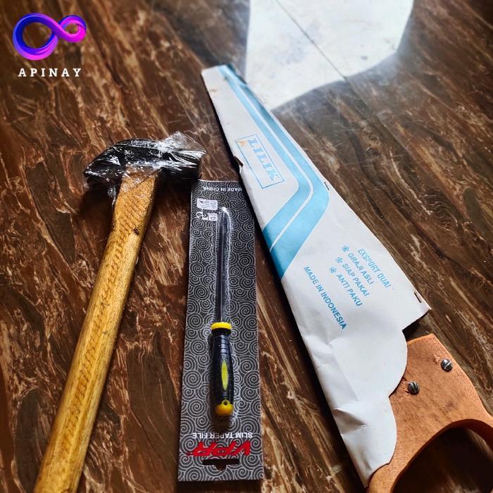 KOMPLIT Paket (GPK) Gergaji Palu Kikir l Paketan 3 Barang l Paket Gergaji Palu Kikir Praktis Besi