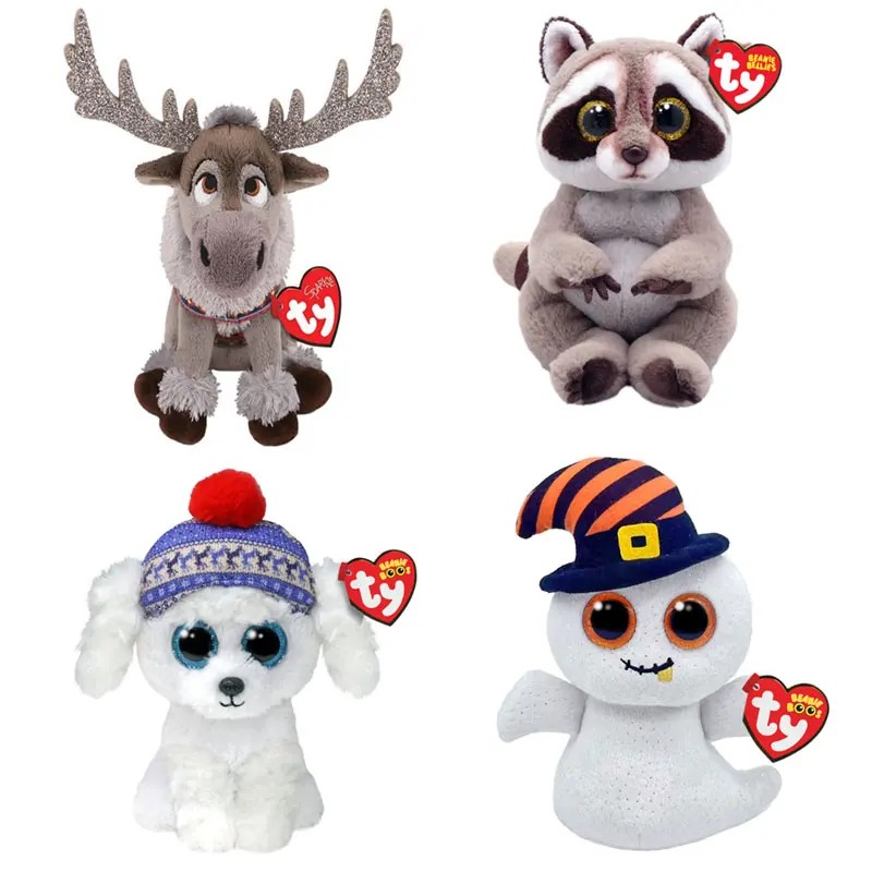 15cm Ty Beanie Big Eyes Stuffed Animal Plush Toys Killer Whale Unicorn Leopard Bat Swan Cat Owl