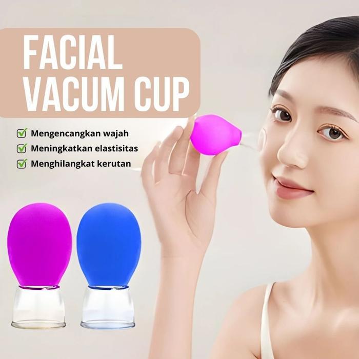 EMS Alat Bekam Wajah Mini Manual Bahan Silikon Lembut Facial Vacum Cup Alat Kerokan Manual Facial