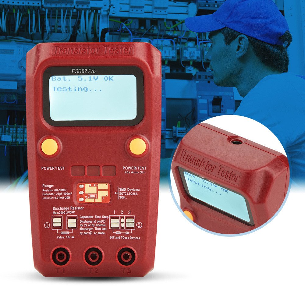 BARU SMD Component Meter BSIDE ESR02 Pro Digital Transistor Tester SMD Chip Component Meter Inductan