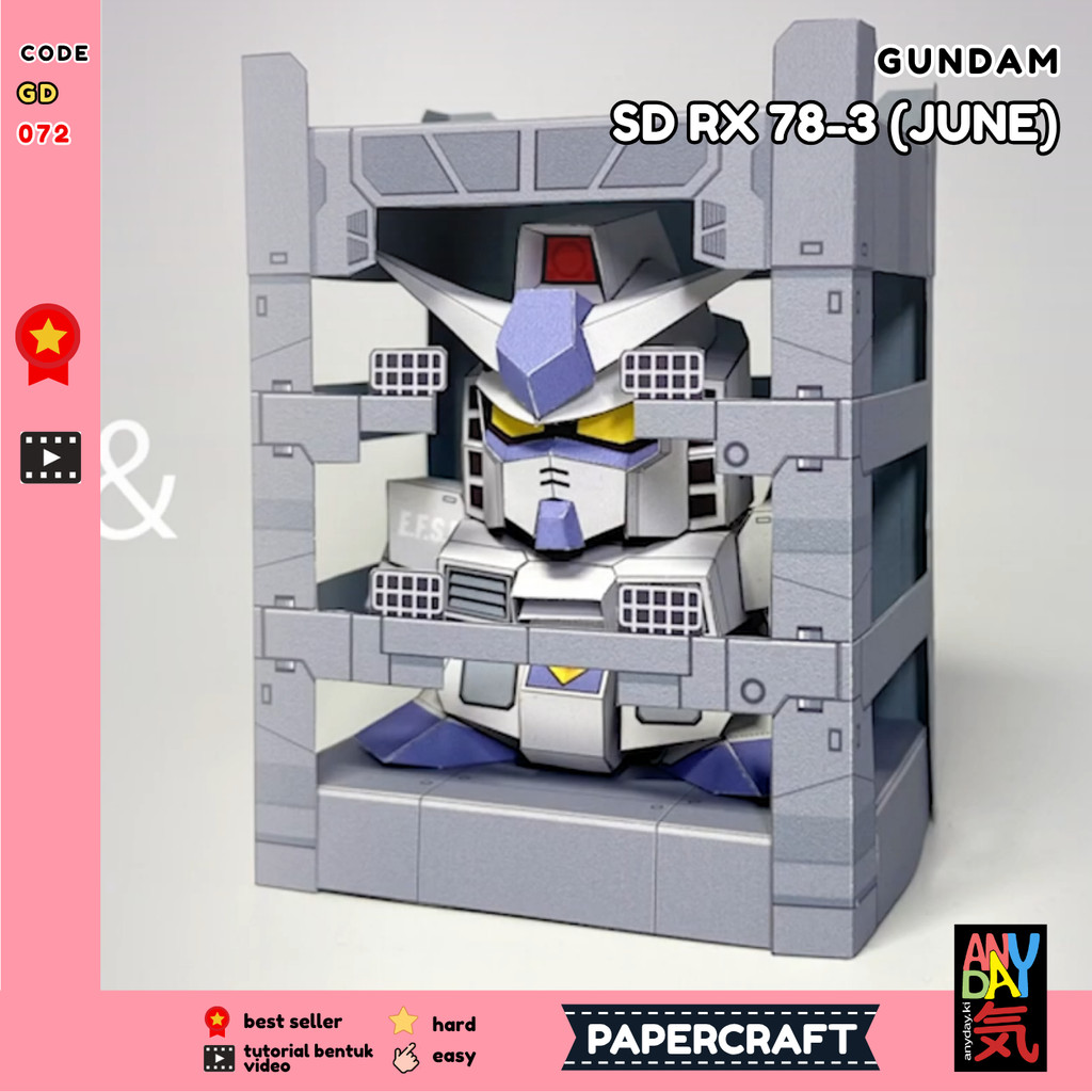 (GD072) PAPERCRAFT SD RX 78-3 (JUNE) / GUNDAM / MAINAN EDUKASI ANAK / MAINAN KERTAS / SENI KERAJINAN