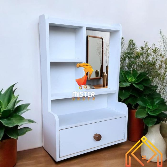 Rak Kosmetik Tolet Gantung Mini / Rak Hias Kayu Berkualitas Free Kaca Tbk