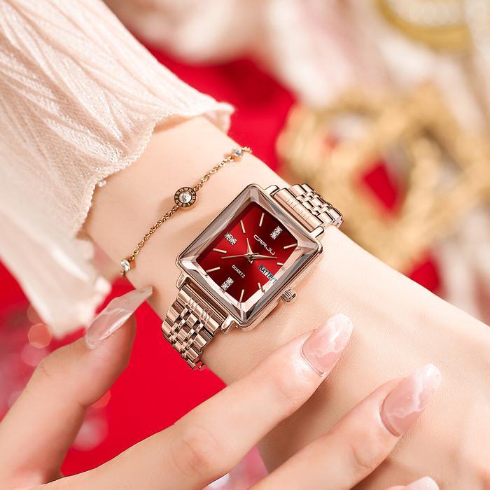 WatchNews- Crrju Jam Tangan Wanita Original Anti Air Tali Stainless Steel Jam Kuarsa Santai Mewah