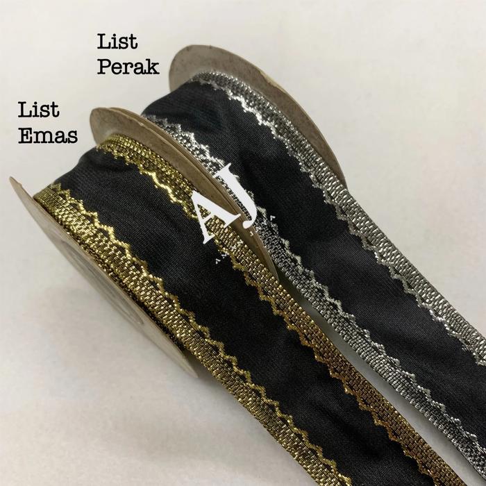 Pita Kado Dekorasi Hitam List Emas Perak Gold Silver 1,25 Inch / 3 Cm