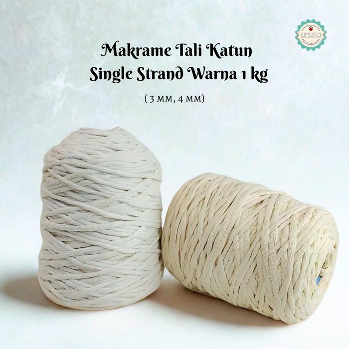 ANEKA - Benang Tali Katun / Single Strand Macrame Makrame Warna 1kg 3mm-4mm