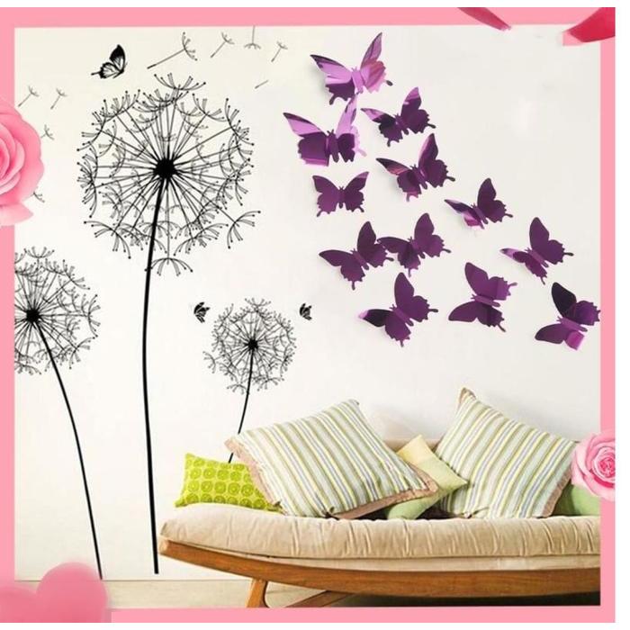 KP06 Butterfly 3D Mirror Kupu Dekor Bunga Meja Dinding Pesta Nikah