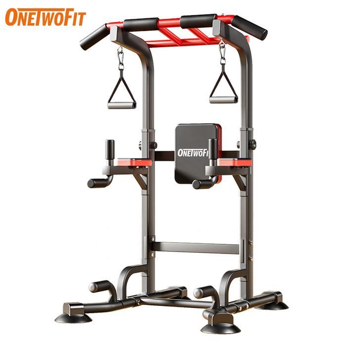 OneTwoFit Chip Up Power Tower Pull Up Bar Multi-Function Adjustable Chin Up Bar Power Tower Pull Up
