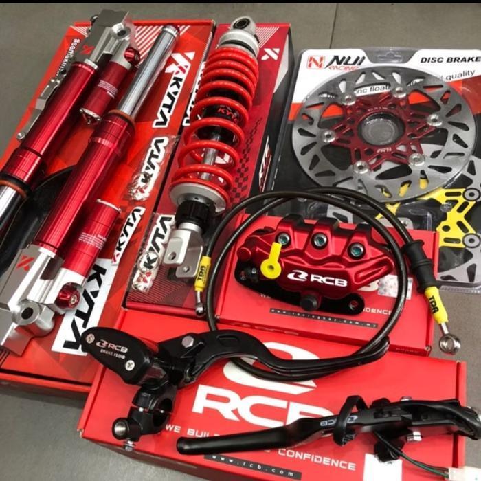 PAKETAN SHOCK DEPAN KTC KYTA/SHOCK BREAKER BLK SNT/MASTER REM RCB E2 14MM /KOPLING KIRI RCB/KALIPER 