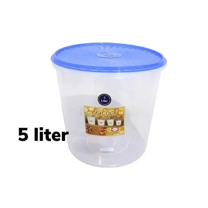 Toples serbaguna 5 liter tempat kerupuk tempat peyek tutup kedap udara Plastik Wadah Penyimpanan