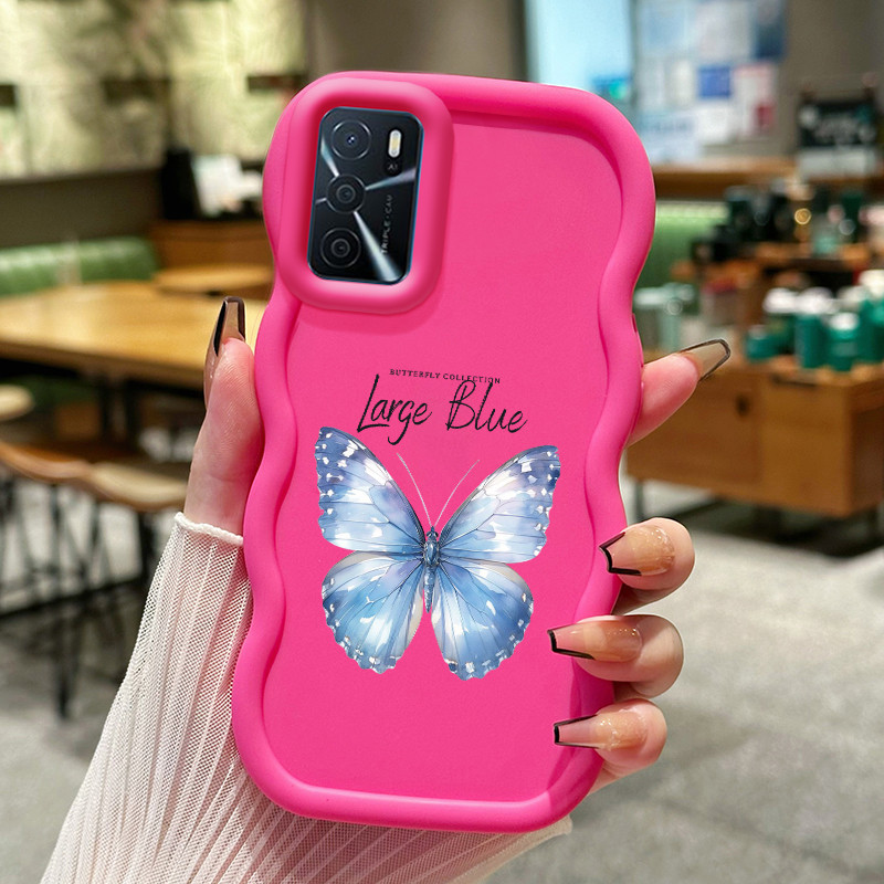 Casing Hp Untuk OPPO A16 A16s A54s Case Label Kupu-kupu Cesing Polos Kasing Macaron gelombang Kesing