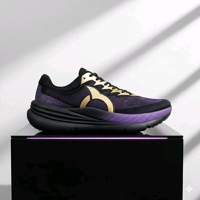 Ortus Sepatu Running Marvel Hyperglide 2.0 Hitam Ungu Sneaker Pria Wanita Outdoor Kekinian Olahraga