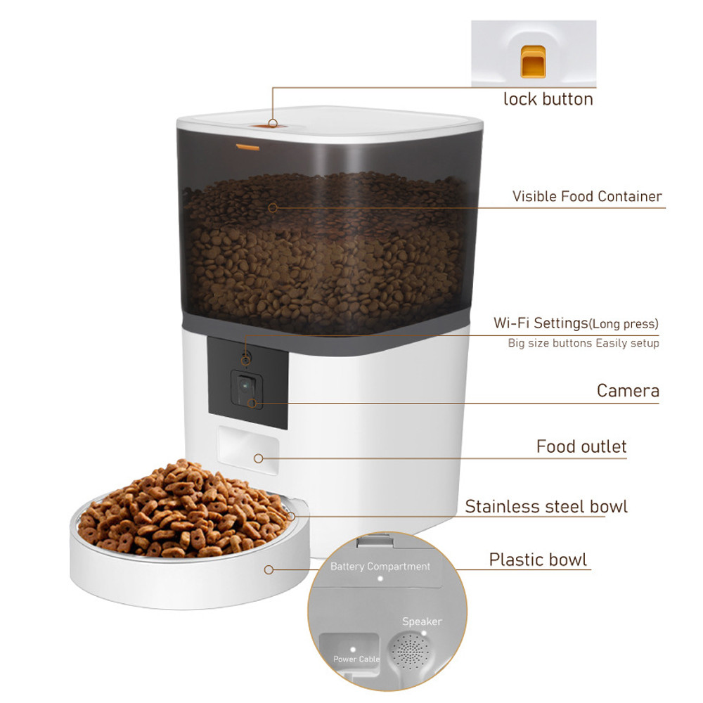 . Video Camera 4L Feeder Timing Smart Automatic Pet Feeder For Cat -