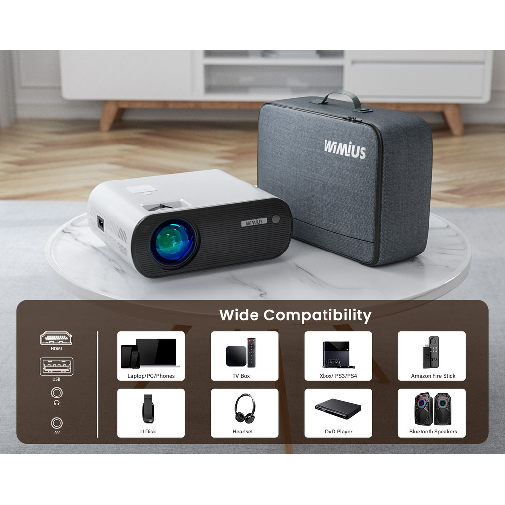 . Wimius K5 Projector Mini Portable Projector With Wifi Bluetooth -