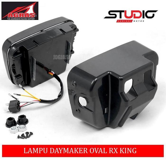 Agras - Lampu Depan Daymaker Kotak Oval 16 Mata Set Batok Headlamp Lampu Daymaker Rx King Gl 100 Rx