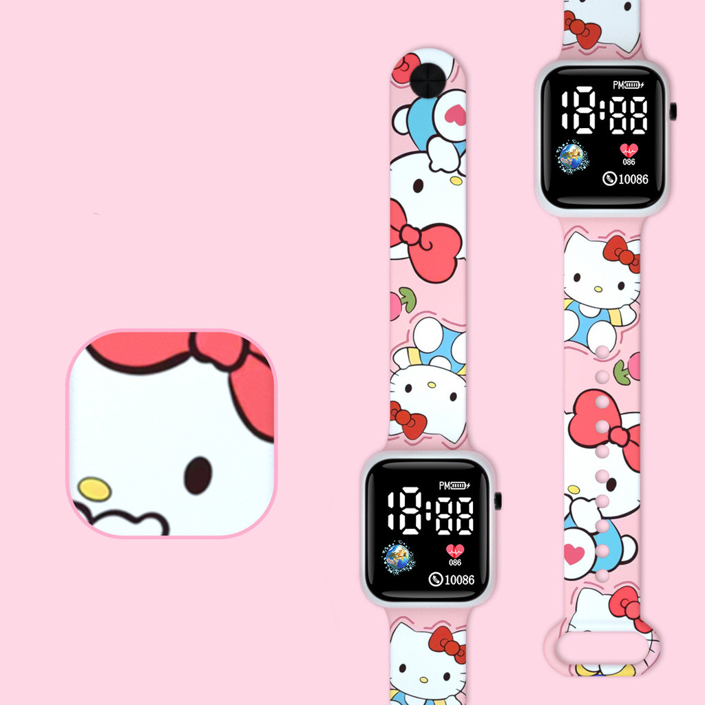 New Cartoon Printed Stitch Children Watches for Kids Boys Spideman LED Electric Hello Kitty Watch