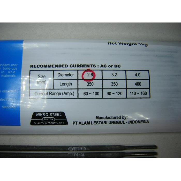 "New" Kawat las NIKKO besi cor/ancuran CIN 3 <2.6 x 5>