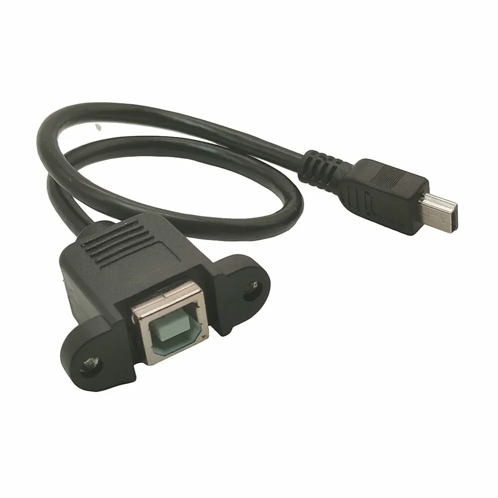 Mini USB B Male to USB B Female Data Cable Panel Mount with Screws For Printer 0.3M 0.5M