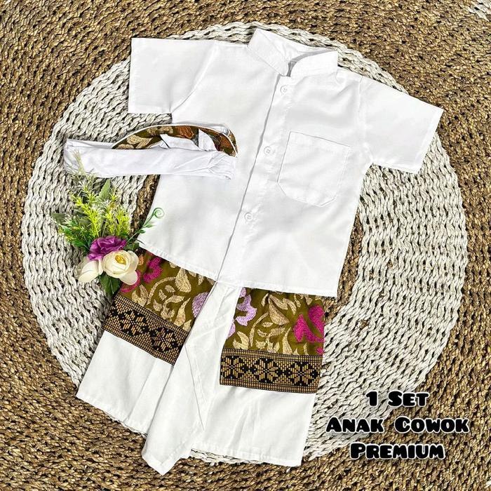 PRODUK TERBATAS Set Busana Adat Anak Laki-laki 3 Bulan Kamen & Baju Safari Anak Laki-laki