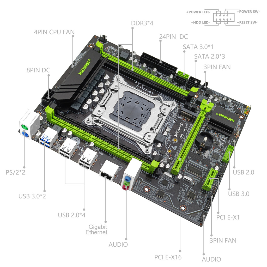 . Machinist V2.82H X79 Motherboard Lga 2011 Set Kit Intel Xeon E5 2660 -
