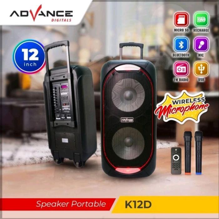 Speaker Portable Advance K12D 12inch Free 2 Mic/Speaker Advance K12 D ORI