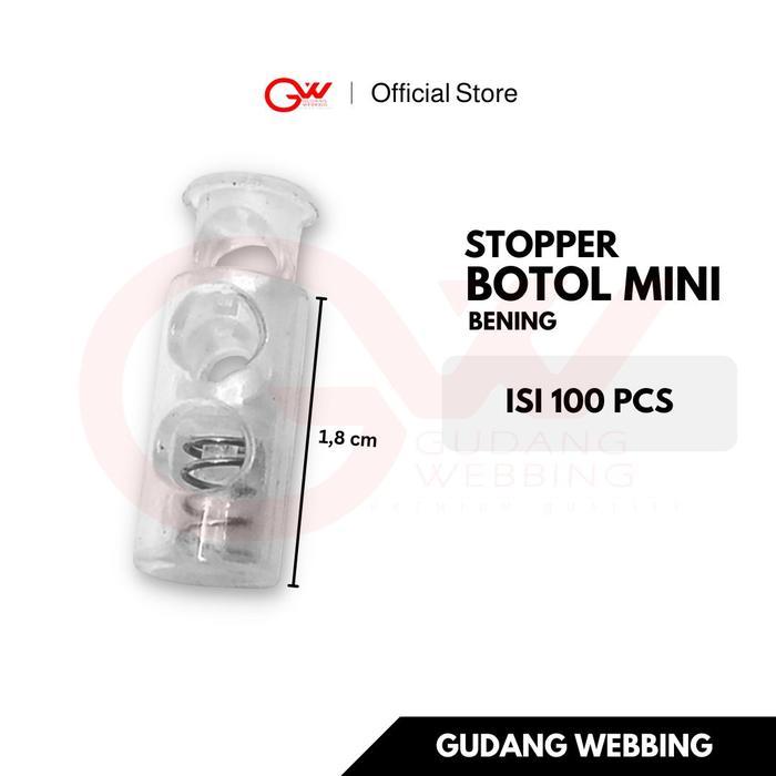 SALE stopper tali 2 lubang- botol mini bening 9mm Termurah