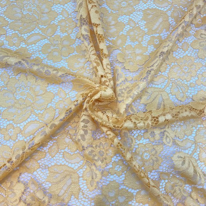 Kain Brokat Motif Bunga Mawar Kuning ( Pronto Moda )