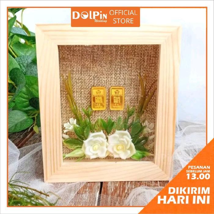 Frame Kayu Logam Mulia untuk Mahar Seserahan