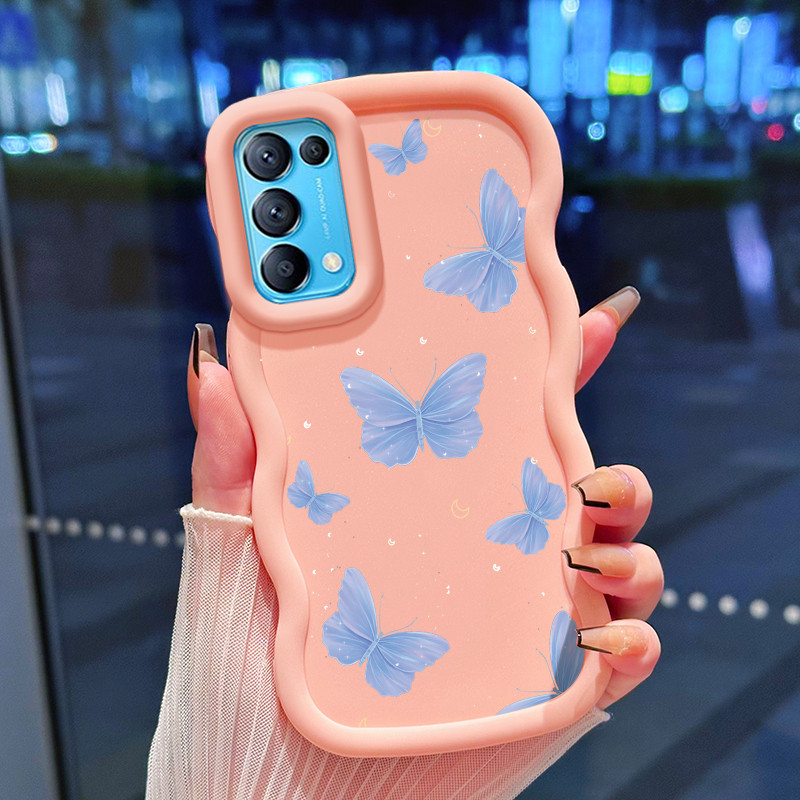 Casing Hp Untuk OPPO Reno 5 4G Reno 5 5G Reno 5K 5G Find X3 Lite Case Kupu-kupu biru Cesing Polos Ka