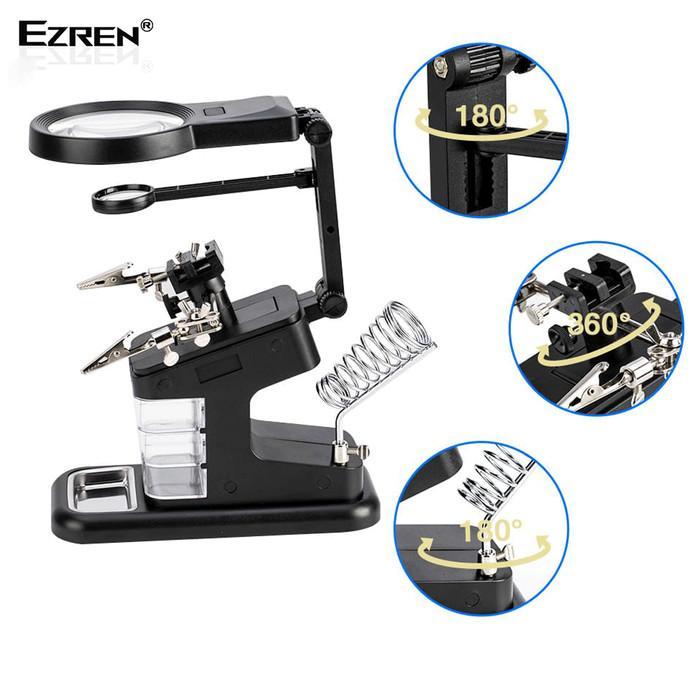 EZREN TE-803 KACA PEMBESAR DUDUKAN STASIUN MAGNIFIER LED LIGHT CLAMP
