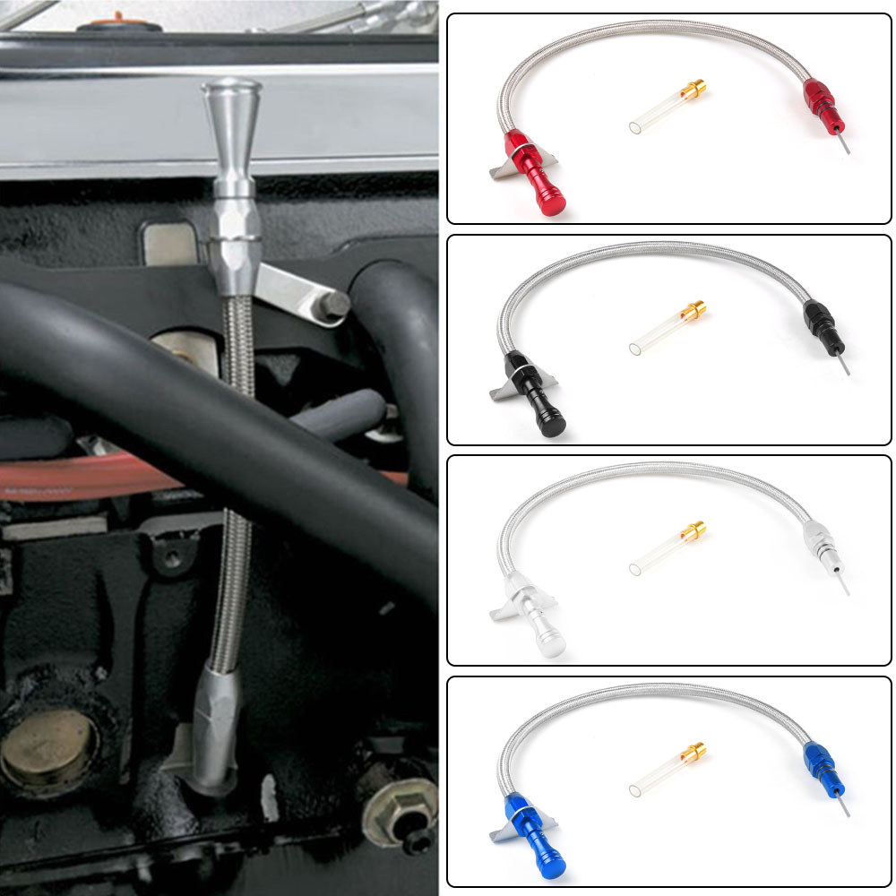 Stainless Flexible Transmission Dipstick Cable Kit Forgm Chevy Trans Sbc Th350 350 Turbo 350