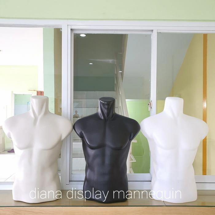 Manekin Badan Otot Pria Dewasa Plastik Hitam - Patung Baju Pria Dewasa Berotot - Kaos - Atasan -