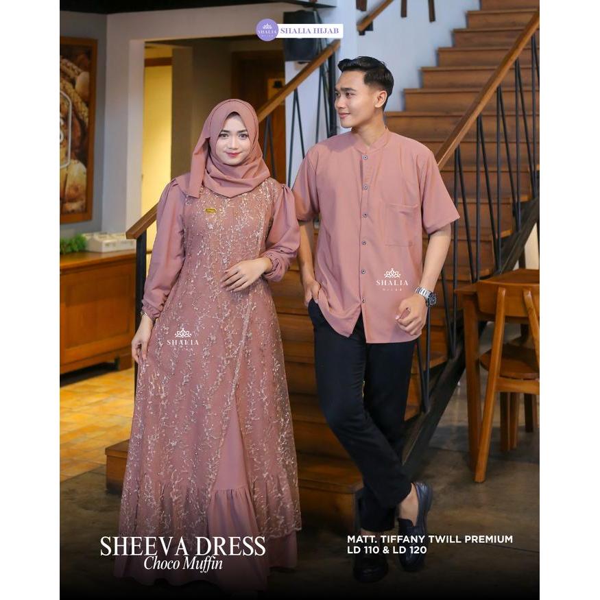 Sheeva Dress Sarimbit Couple Keluarga Luxury Gamis Kemeja Koko Brokat Tile Premium Busui Muslim